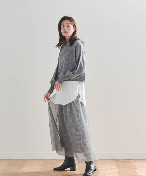 Droite lautreamont（ドロワットロートレアモン）の「裾布帛レイヤードタンク≪洗濯機で洗える≫（タンクトップ・レディース・ブラック/オフホワイト・M）」の18枚目の写真