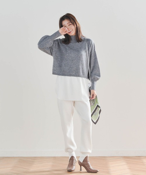 Droite lautreamont（ドロワットロートレアモン）の「裾布帛レイヤードタンク≪洗濯機で洗える≫（タンクトップ・レディース・ブラック/オフホワイト・M）」の19枚目の写真