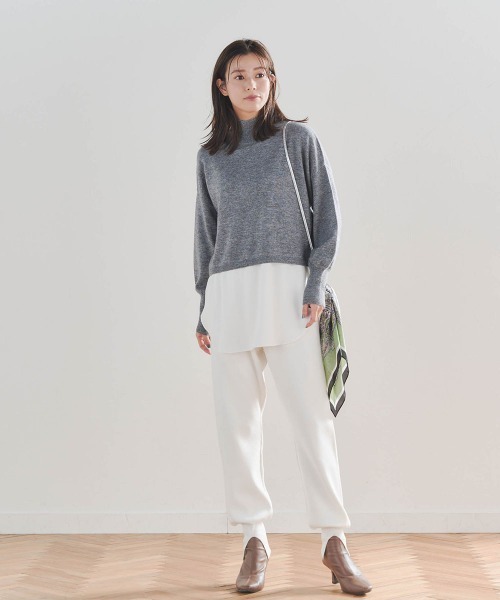 Droite lautreamont（ドロワットロートレアモン）の「裾布帛レイヤードタンク≪洗濯機で洗える≫（タンクトップ・レディース・ブラック/オフホワイト・M）」の20枚目の写真