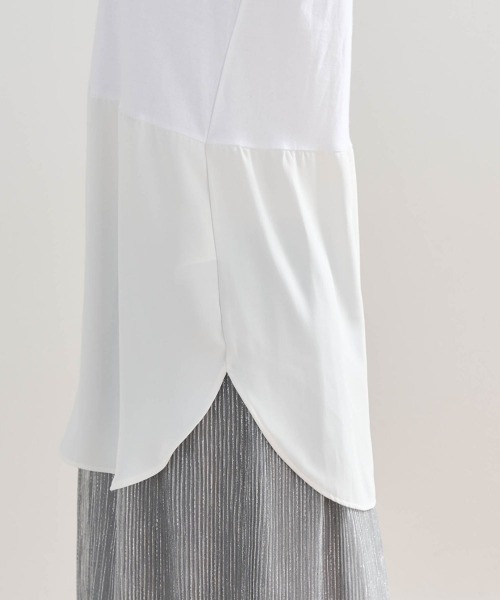 Droite lautreamont（ドロワットロートレアモン）の「裾布帛レイヤードタンク≪洗濯機で洗える≫（タンクトップ・レディース・ブラック/オフホワイト・M）」の10枚目の写真