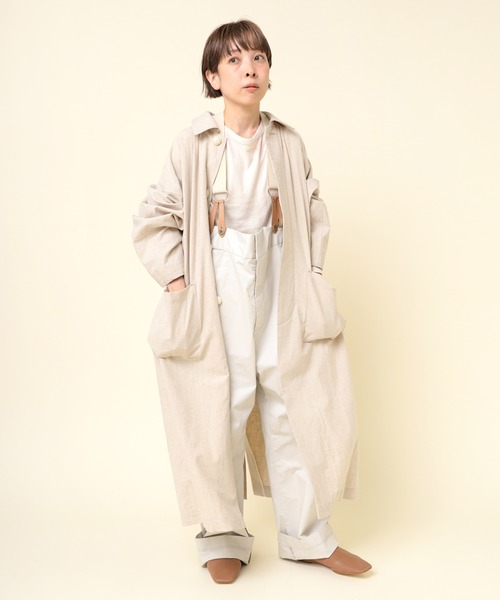 RNA-N（アールエヌエーエヌ）の「C0772 コットンリネンステンカラーコート（ステンカラーコート・レディース・グレー/ナチュラル/ブラック・MEDIUM）」の5枚目の写真