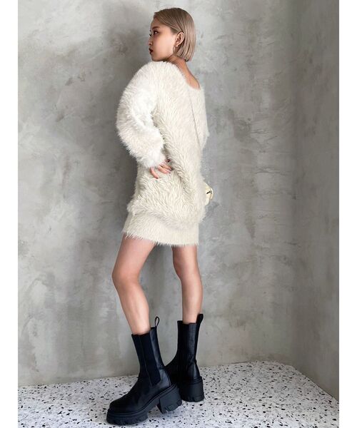 EMODA(エモダ)の「2WAYシャギーミニワンピース(ワンピース・レディース・ベージュ/ブラック/グレー/アイボリー・FREE)」の9枚目の写真