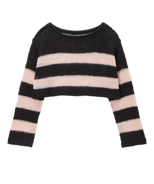 DearMyLove(ディアマイラブ)の「選べる丈ゆる編みルーズニット(ニット/セーター・レディース・ホワイト×ブラック/ブラック系その他/ブラック×ピンク/ブラック/ホワイト系その他/ホワイト/ブラック×ホワイト/ピンク系その他・M-L/LL~3L)」の7枚目の写真