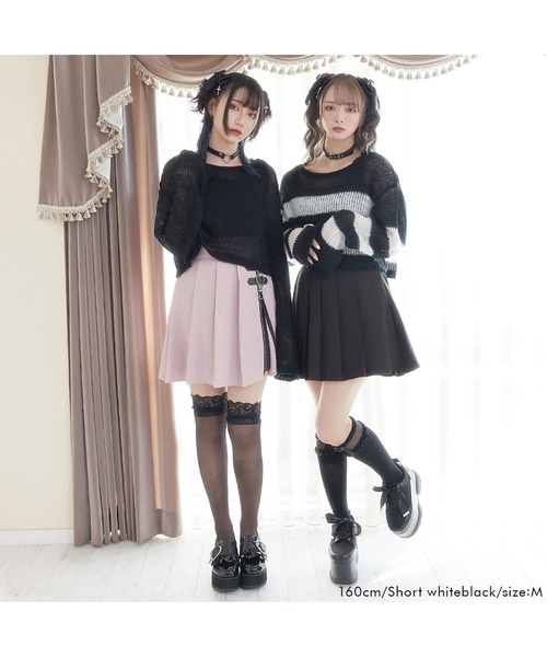 DearMyLove(ディアマイラブ)の「選べる丈ゆる編みルーズニット(ニット/セーター・レディース・ホワイト×ブラック/ブラック系その他/ブラック×ピンク/ブラック/ホワイト系その他/ホワイト/ブラック×ホワイト/ピンク系その他・M-L/LL~3L)」の19枚目の写真