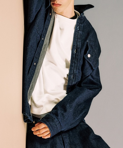 SOPHNET.（ソフネット）の「OVERSIZED SHIRT JACKET（シャツ/ブラウス・メンズ・ベージュ/インディゴブルー・LARGE/MEDIUM/SMALL/X-LARGE）」の5枚目の写真