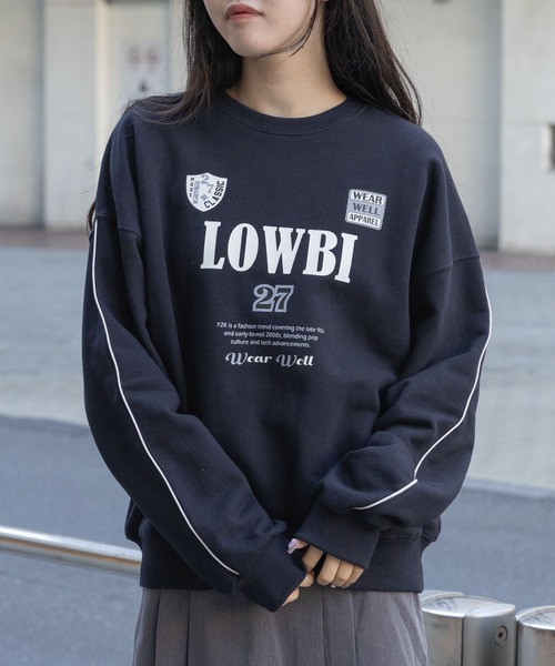 LOWBI（ロウビ）の「LOWBI／27WELLプルオーバー（ウラケ）2102480（スウェット・レディース・ライトグレー/ネイビー・FREE）」の2枚目の写真