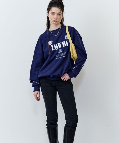 LOWBI（ロウビ）の「LOWBI／27WELLプルオーバー（ウラケ）2102480（スウェット・レディース・ライトグレー/ネイビー・FREE）」の3枚目の写真