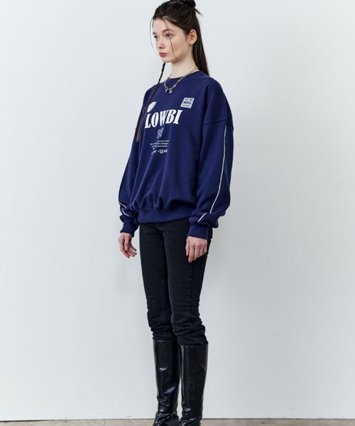 LOWBI（ロウビ）の「LOWBI／27WELLプルオーバー（ウラケ）2102480（スウェット・レディース・ライトグレー/ネイビー・FREE）」の5枚目の写真