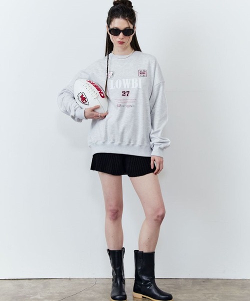LOWBI（ロウビ）の「LOWBI／27WELLプルオーバー（ウラケ）2102480（スウェット・レディース・ライトグレー/ネイビー・FREE）」の6枚目の写真