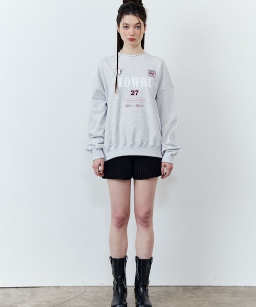 LOWBI（ロウビ）の「LOWBI／27WELLプルオーバー（ウラケ）2102480（スウェット・レディース・ライトグレー/ネイビー・FREE）」の7枚目の写真