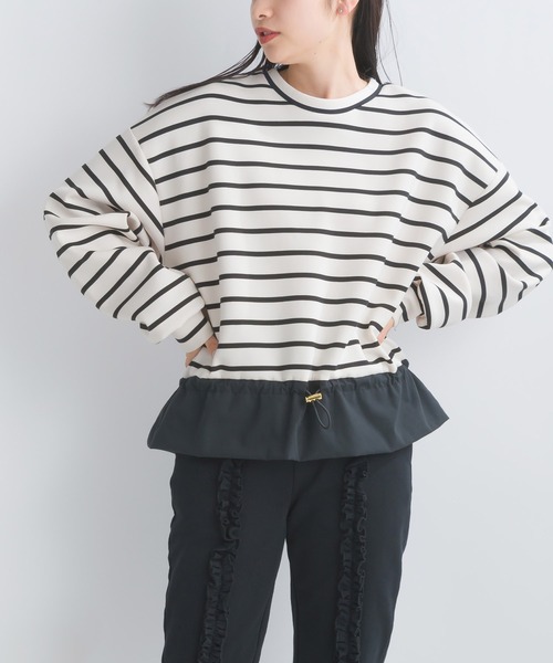 PICCIN（ピッチン）の「【WEB限定】スポンジリバー異素材ドッキングプルオーバー（Tシャツ/カットソー・レディース・オフホワイト/ブラック系その他・M/S/L）」の10枚目の写真