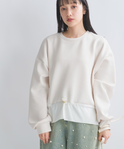 PICCIN（ピッチン）の「【WEB限定】スポンジリバー異素材ドッキングプルオーバー（Tシャツ/カットソー・レディース・オフホワイト/ブラック系その他・M/S/L）」の3枚目の写真