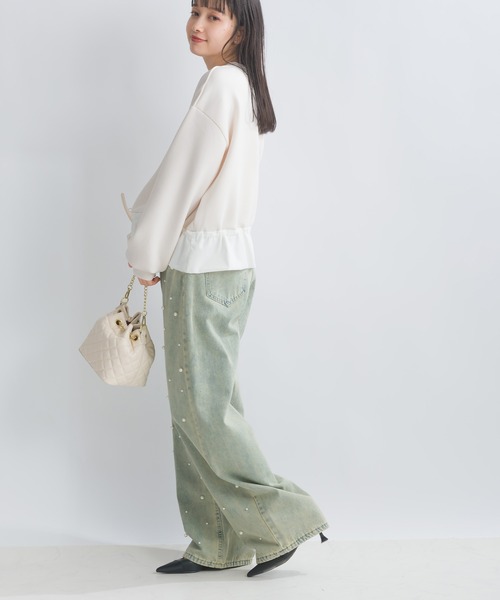 PICCIN（ピッチン）の「【WEB限定】スポンジリバー異素材ドッキングプルオーバー（Tシャツ/カットソー・レディース・オフホワイト/ブラック系その他・M/S/L）」の8枚目の写真