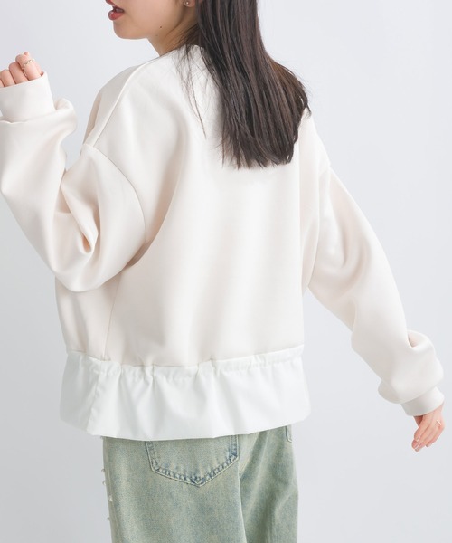 PICCIN（ピッチン）の「【WEB限定】スポンジリバー異素材ドッキングプルオーバー（Tシャツ/カットソー・レディース・オフホワイト/ブラック系その他・M/S/L）」の5枚目の写真