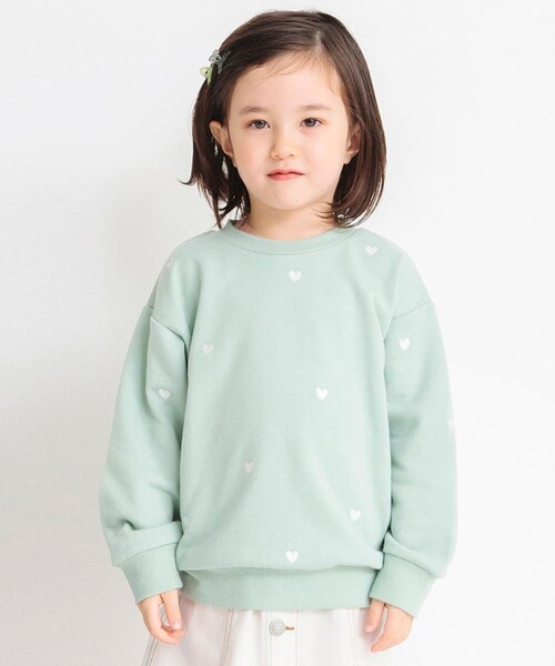 BRANSHES（ブランシェス）の「ハート総柄刺繍トレーナー（スウェット・キッズ・オフホワイト/ライトグリーン・130/150/110/120/100/90/140）」の16枚目の写真