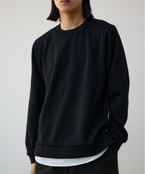 AZUL by moussy(アズールバイマウジー)の「シャツレイヤードスリットニットソー(ニット/セーター・メンズ・ブラック/ベージュ/グレー/ブルー・MEDIUM/LARGE)」の1枚目の写真