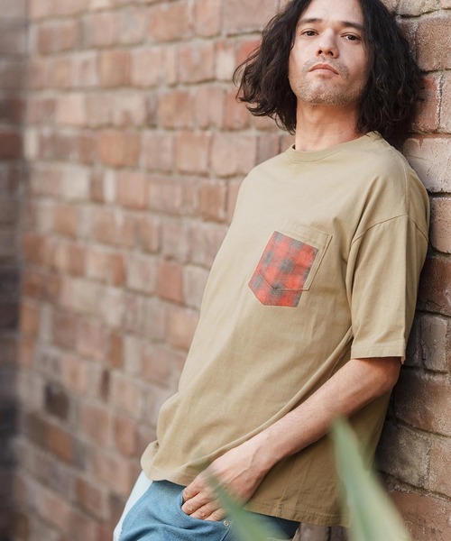 mt8832- フェイクポケットプリントTシャツ（ネルチェック）（Tシャツ/カットソー）｜CAMBIO（カンビオ）