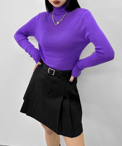 LVEU.(ラブユ.)の「【LVEU.】タートルネックリブニット / トップス ニット ハイネック タートルネック リブ カットソー シンプル モノトーン カラー ブラック ネイビー ブルー パープル チャコール グレー(ニット/セーター・レディース・ネイビー/パープル/ブラック/ブルー/チャコールグレー・FREE)」の5枚目の写真