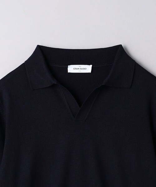 ＜Gran Sasso＞ 12ゲージ メリノウール スキッパーニット 紺ネイビー Gran Sasso（グランサッソ）の「＜Gran Sasso＞ 12ゲージ メリノウール