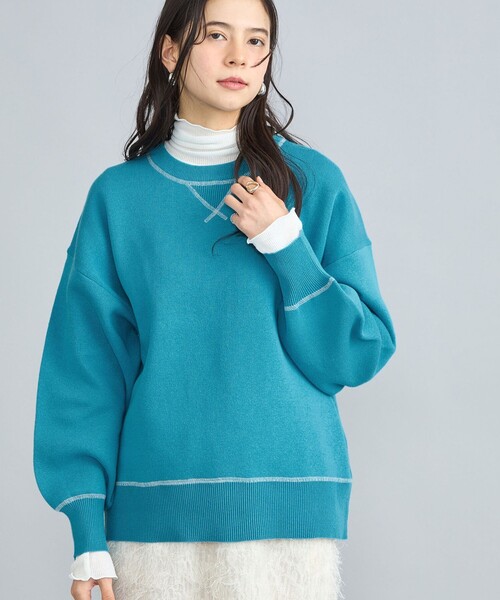 coen(コーエン)の「スウェットライククルーネックニット(ニット/セーター・レディース・ピンク/オフホワイト/グレー/ターコイズブルー・FREE)」の3枚目の写真