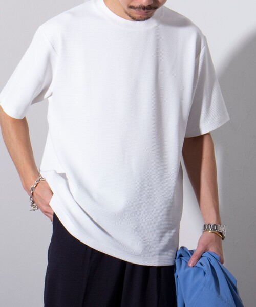 GLOSTER(グロスター)の「【GLOSTER/グロスター】ふくれジャガード クルーネックTシャツ(Tシャツ/カットソー・メンズ・グレイッシュベージュ/ホワイト/ネイビー・S/M/L)」の10枚目の写真