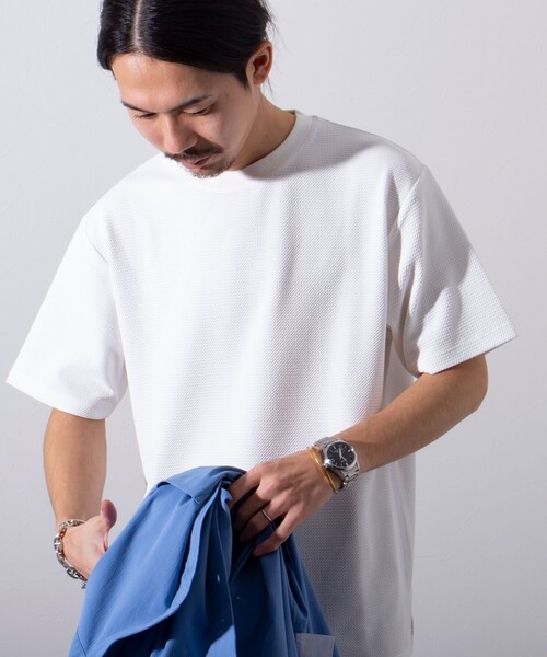 GLOSTER(グロスター)の「【GLOSTER/グロスター】ふくれジャガード クルーネックTシャツ(Tシャツ/カットソー・メンズ・グレイッシュベージュ/ホワイト/ネイビー・S/M/L)」の12枚目の写真