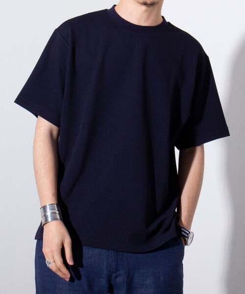 GLOSTER(グロスター)の「【GLOSTER/グロスター】ふくれジャガード クルーネックTシャツ(Tシャツ/カットソー・メンズ・グレイッシュベージュ/ホワイト/ネイビー・S/M/L)」の16枚目の写真