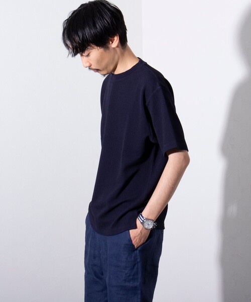 GLOSTER(グロスター)の「【GLOSTER/グロスター】ふくれジャガード クルーネックTシャツ(Tシャツ/カットソー・メンズ・グレイッシュベージュ/ホワイト/ネイビー・S/M/L)」の18枚目の写真