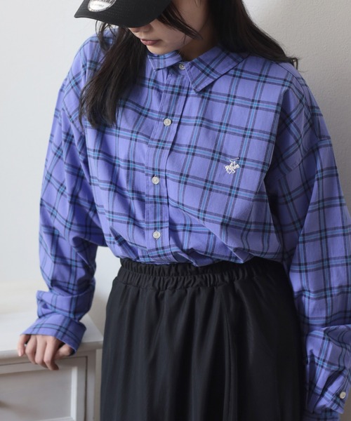 BEVERLY HILLS POLO CLUB(ビバリーヒルズポロクラブ)の「【BEVERLY HILLS POLO CLUB/ビバリーヒルズポロクラブ】スーパーワイド&BIGシルエット レギュラーカラーシャツ 無地&チェック柄&ストライプ柄/長袖シャツ(シャツ/ブラウス・レディース・ライトグリーン/ブラック/エメラルド/ブルー/ナチュラル/パープル/インディゴブルー/ライトインディゴブルー/サックスブルー/レッド/ホワイト・M)」の10枚目の写真