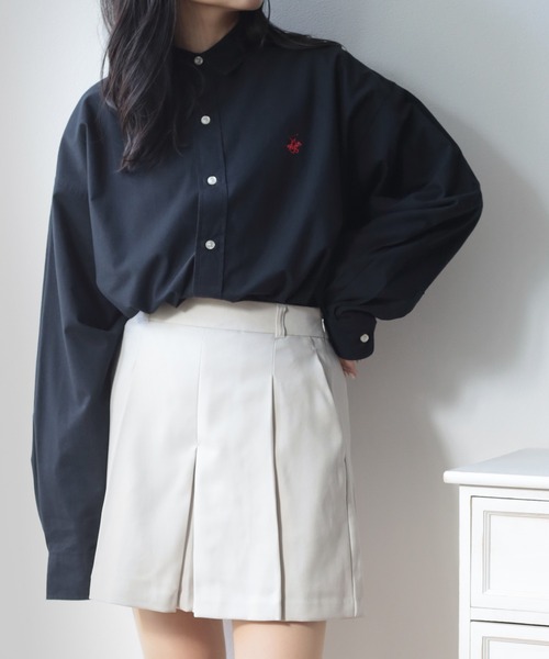 BEVERLY HILLS POLO CLUB(ビバリーヒルズポロクラブ)の「【BEVERLY HILLS POLO CLUB/ビバリーヒルズポロクラブ】スーパーワイド&BIGシルエット レギュラーカラーシャツ 無地&チェック柄&ストライプ柄/長袖シャツ(シャツ/ブラウス・レディース・ライトグリーン/ブラック/エメラルド/ブルー/ナチュラル/パープル/インディゴブルー/ライトインディゴブルー/サックスブルー/レッド/ホワイト・M)」の17枚目の写真