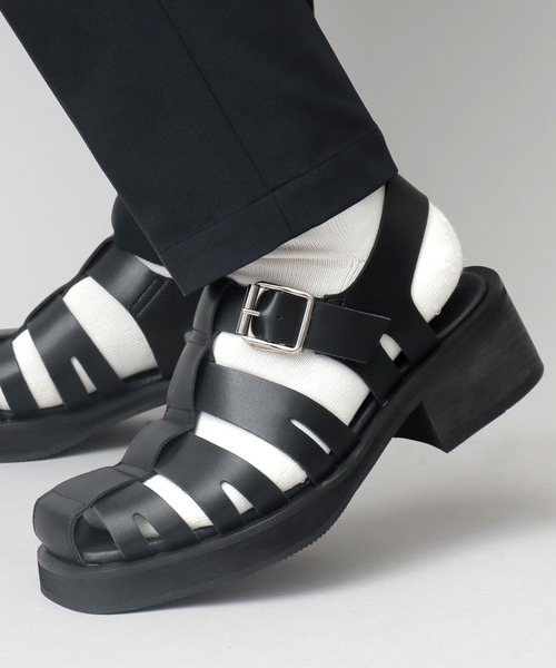 セール】スクエアトゥ ハイヒール グルカサンダル（サンダル