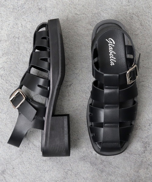 glabella(グラベラ)の「スクエアトゥ ハイヒール グルカサンダル(サンダル・メンズ・ブラック・S/M/L)」の2枚目の写真