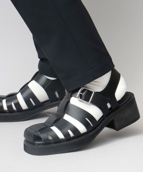 glabella(グラベラ)の「スクエアトゥ ハイヒール グルカサンダル(サンダル・メンズ・ブラック・S/M/L)」の4枚目の写真