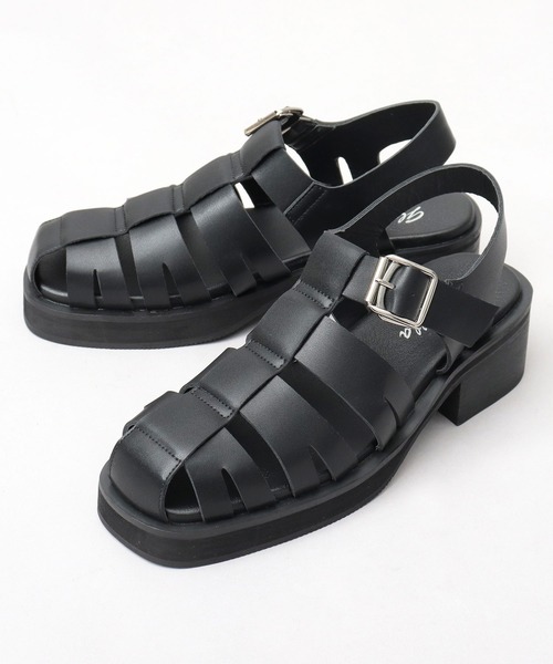 glabella(グラベラ)の「スクエアトゥ ハイヒール グルカサンダル(サンダル・メンズ・ブラック・S/M/L)」の6枚目の写真