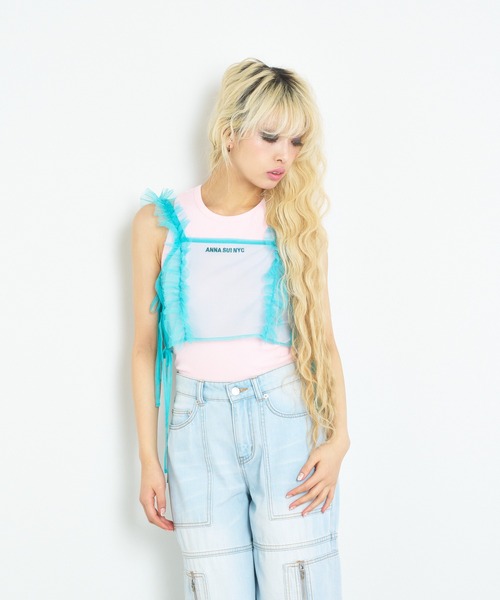 ANNA SUI NYC（アナ スイ エヌ ワイ シー）の「ANNA SUI NYC チュールサイドリボンビスチェ（キャミソール・レディース・ピンク/ブルー/ブラック/パープル・FREE）」の9枚目の写真