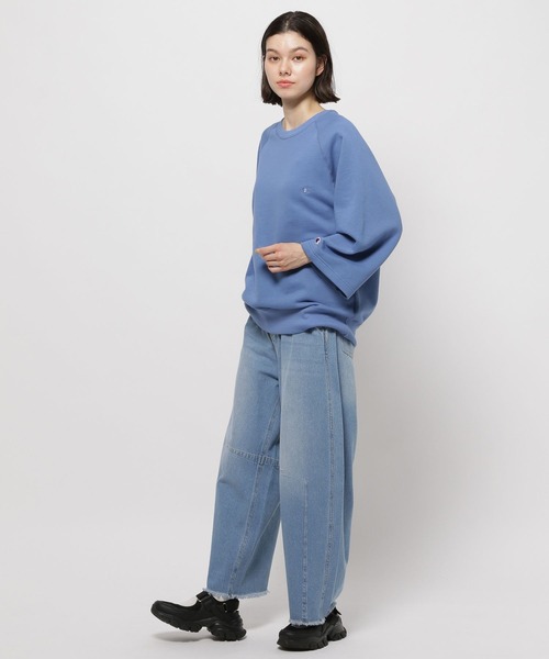 Champion(チャンピオン)の「【Champion(チャンピオン)】裏毛クルー6分丈Tシャツ(Tシャツ/カットソー・レディース・サックスブルー/グレー/ナチュラル・LARGE/MEDIUM)」の10枚目の写真