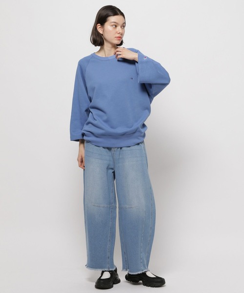 Champion(チャンピオン)の「【Champion(チャンピオン)】裏毛クルー6分丈Tシャツ(Tシャツ/カットソー・レディース・サックスブルー/グレー/ナチュラル・LARGE/MEDIUM)」の11枚目の写真
