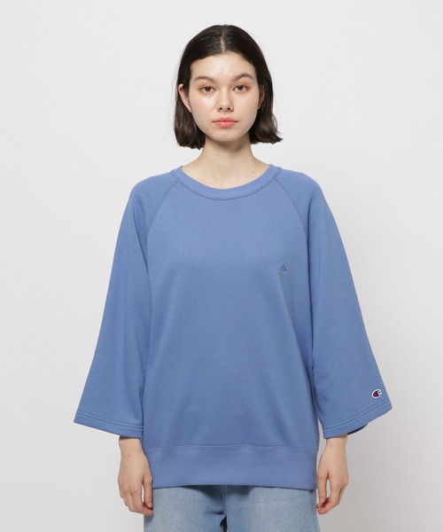 Champion(チャンピオン)の「【Champion(チャンピオン)】裏毛クルー6分丈Tシャツ(Tシャツ/カットソー・レディース・サックスブルー/グレー/ナチュラル・LARGE/MEDIUM)」の18枚目の写真
