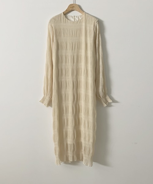 【セール】袖ギャザー楊柳ロングワンピース（ワンピース）｜deux amour（ドゥーザムール）