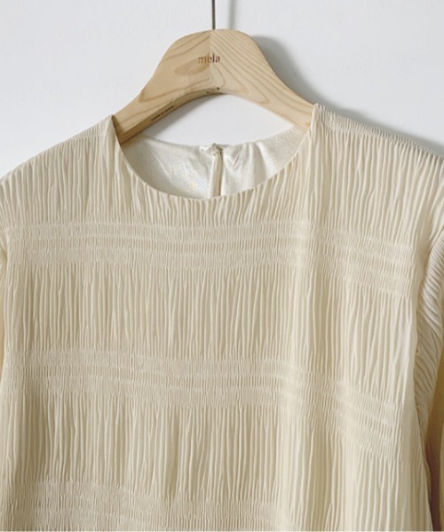 【セール】袖ギャザー楊柳ロングワンピース（ワンピース）｜deux amour（ドゥーザムール）