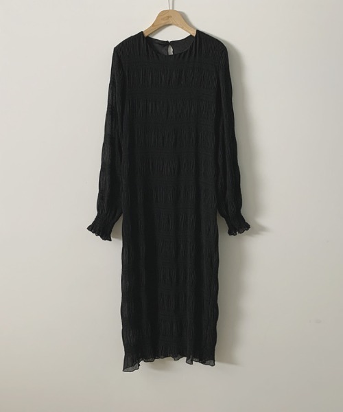 【セール】袖ギャザー楊柳ロングワンピース（ワンピース）｜deux amour（ドゥーザムール）