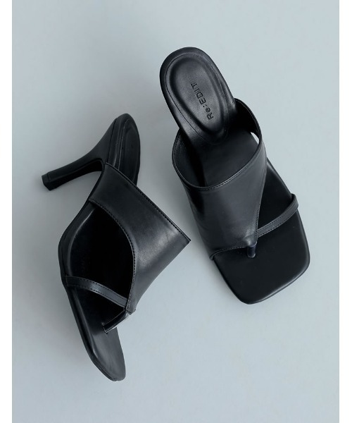 Re:EDIT（リエディ）の「[大きいサイズ有]アシンメトリースクエアトゥトングサンダル（サンダル・レディース・ブラック/アイボリー/ベージュ/ブラウン・SMALL/MEDIUM/LARGE/X-LARGE/XX-LARGE）」の21枚目の写真