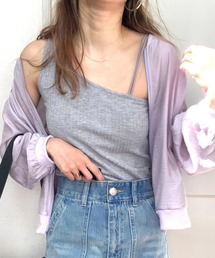 カップ付きリブアシメキャミ