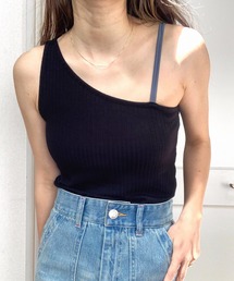 Q | カップ付きリブアシメキャミ(キャミソール)