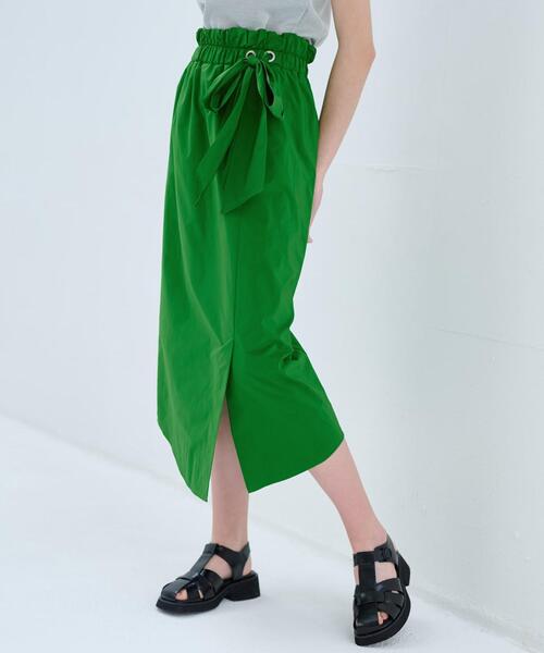 LANVIN en Bleu（ランバンオンブルー）の「ローウエストリボンスカート（スカート・レディース・ブラック/オフホワイト/グリーン・38/36）」の3枚目の写真