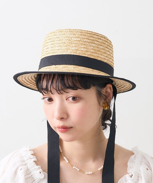 FREAK'S STORE(フリークスストア)の「リボン付き ストローカンカン帽(ハット・レディース・ナチュラル・ONE SIZE)」の7枚目の写真