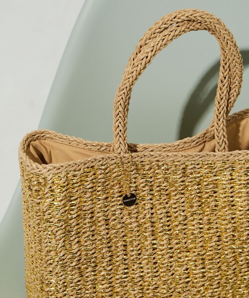 FREAK'S STORE(フリークスストア)の「限定展開 FS チャーム 付き ペーパー ラメ ハンドバッグ(かごバッグ)(かごバッグ・レディース・ゴールド/ブラック/シルバー・ONE SIZE)」の1枚目の写真