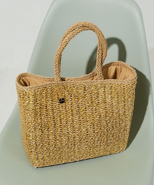 FREAK'S STORE(フリークスストア)の「限定展開 FS チャーム 付き ペーパー ラメ ハンドバッグ(かごバッグ)(かごバッグ・レディース・ゴールド/ブラック/シルバー・ONE SIZE)」の5枚目の写真