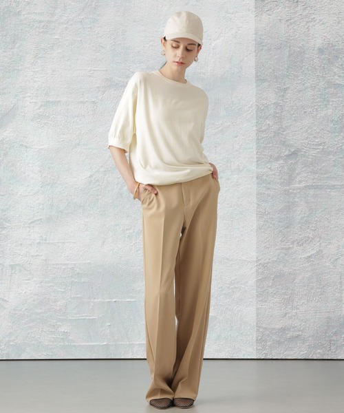 Apo(s)ture(アポスチャー)の「RITA-004/ダブルクロスフルレングスストレートパンツ(その他パンツ・レディース・ベージュ/ブラック/グレー/ブルー・XS/S/XL/M/L)」の3枚目の写真