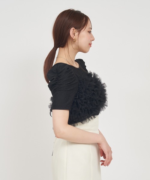 ROYAL PARTY（ロイヤルパーティー）の「チュールビスチェ付ラメトップス（Tシャツ/カットソー・レディース・ブラック/グレー/ベージュ・FREE）」の19枚目の写真